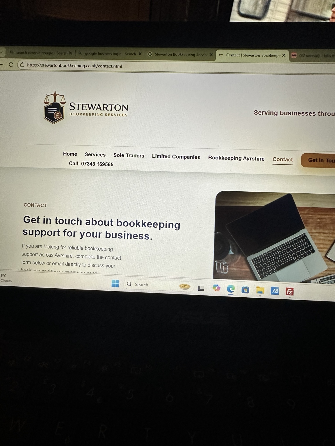 Stewarton Bookkeeping contact page development photo