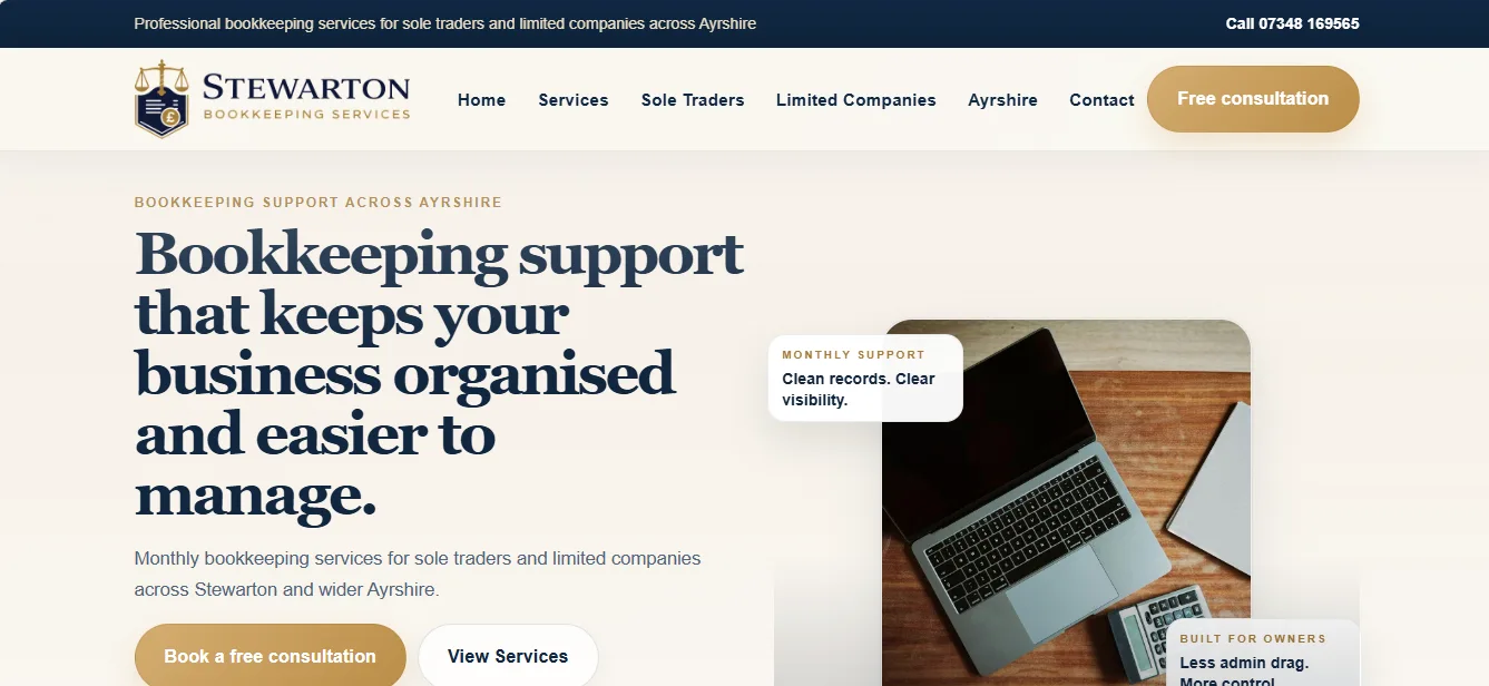 Preview of the Stewarton Bookkeeping Services website